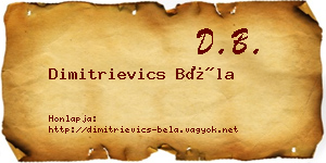 Dimitrievics Béla névjegykártya